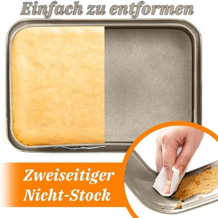 Rechteckige Antihaft Springform Backdose 39x28cm Gold – Bild 3