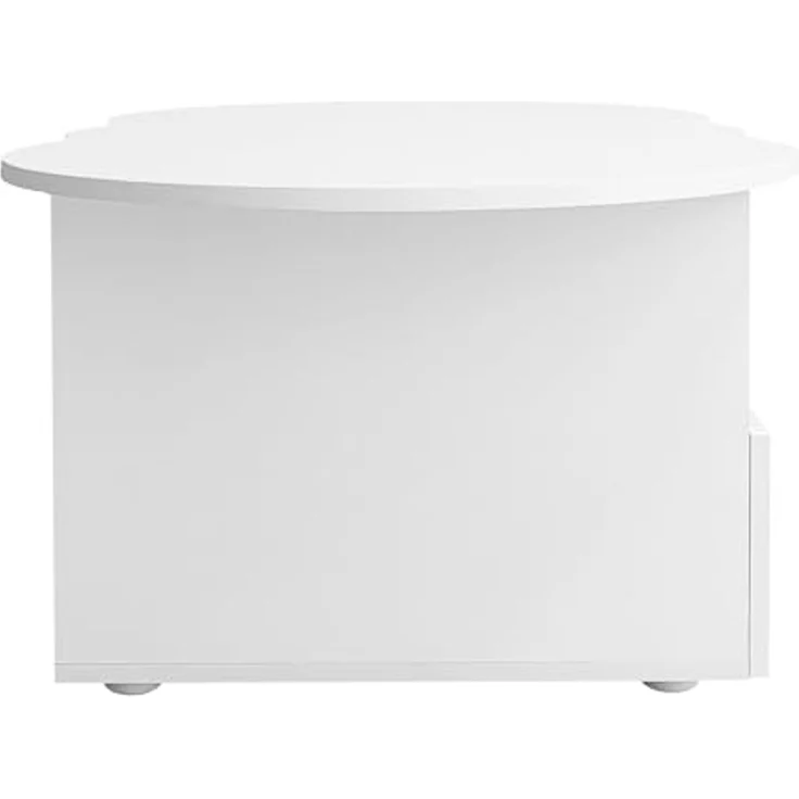 FurnitureR Eleganter Weißer Beistelltisch mit Geschwungenem Design, Moderne Wohnzimmermöbel, Stabiler MDF-Korpus, Vielseitige Einsatzmöglichkeiten für Zuhause und Büro – Bild 6