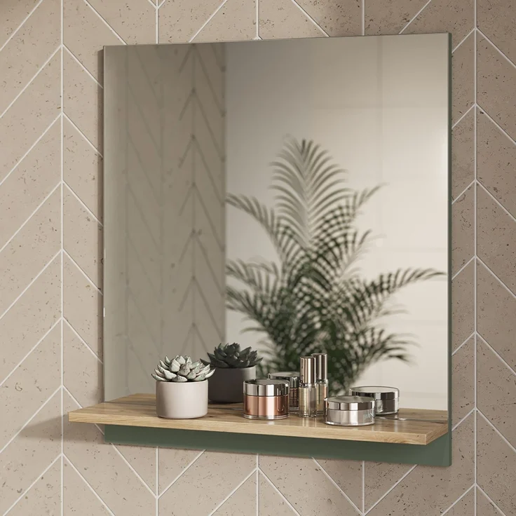 Badezimmerspiegel Marelle Grün/Artisan 60 x 67 cm mit Regal Vicco – Bild 4