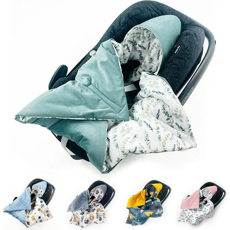Einschlagdecke Babyschale Autositz mit Klettverschluss HERBST WINTER warm wattiert, BABEES