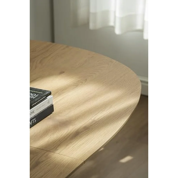 byLIVING Ausziehbarer Esstisch Nevada 140x90 cm, erweiterbar auf 180 cm Mittelauszug Butterfly Funktion, Ovaler Tisch Esszimmer, Eiche Optik, Metallfuß Schwarz stabil, Maße: 140-180 x 90, H 75 cm – Bild 9