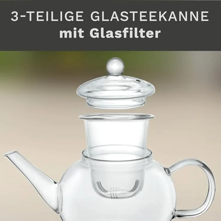 Creano Teekanne Creano Teekanne aus Glas 0,8l - Glasteekanne mit Glas-Sieb und Deckel, 1x Glasteekanne mit Glassieb – Bild 8