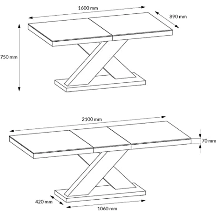 designimpex Esstisch Design Tisch HE-888 Weiß Hochglanz ausziehbar 160 bis 210 cm – Bild 7