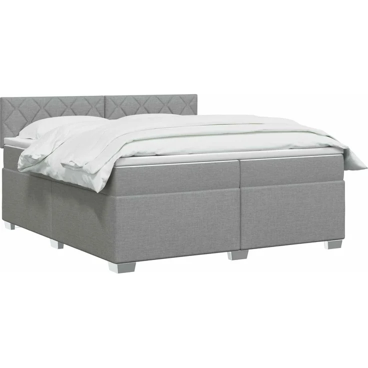 vidaXL Boxspringbett mit Matratze Hellgrau 200 x 200 cm Stoff 3450565 – Bild 3