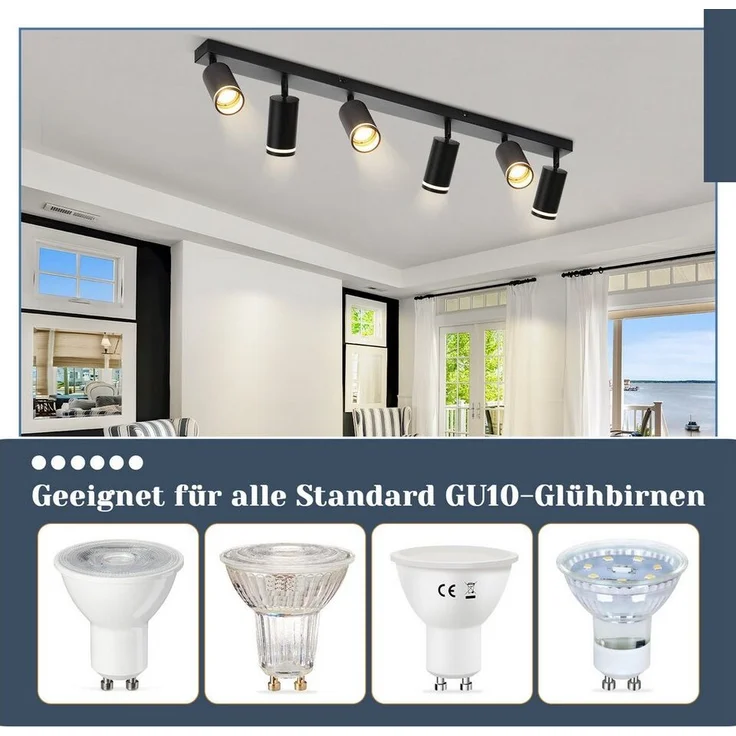 Nettlife Deckenstrahler Schwarz Schwenkbar Modern Wandstrahler Innen Metall Deckenlampe GU10, Schwenkbar 355°, ohne Leuchtmittel, für Flur Wohnzimmer Küche Schlafzimmer – Bild 3