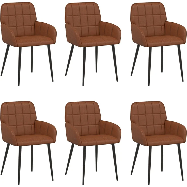 vidaXL Esszimmerstühle 6 pcs Kunstleder Braun 57 x 50 x 85 cm 3428190 – Bild 2