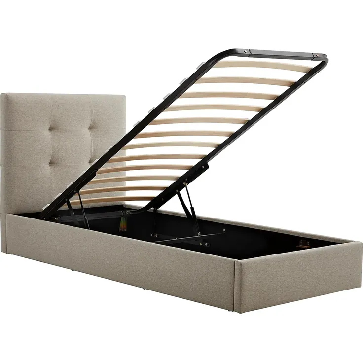 Vente-unique - CALINIDA Bett Stoff Schokoladenbraun - B 201 cm x H 101,5 cm x L 98 cm – Bild 5