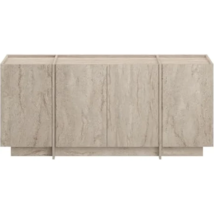 Modern Console Table, Travertine Color, 180 x 80 x 45 cm | 100% Melamine Coated Particle Board, 18 mm Thick | Features Soft-Close Hinges & Numerous Shelves | Stylish Addition to Any Home Décor – Bild 8
