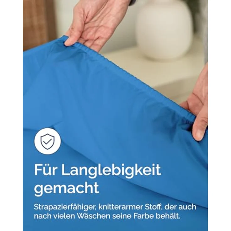 Spannbettlaken 150x200 cm Königsblau - 30cm (12") Tiefe Tasche - Premium Mikrofaser Spannbetttuch - Weich und Knitterfrei - Atmungsaktiv, Hypoallergen und Oeko-TEX Standard 100 Zertifiziert – Bild 6