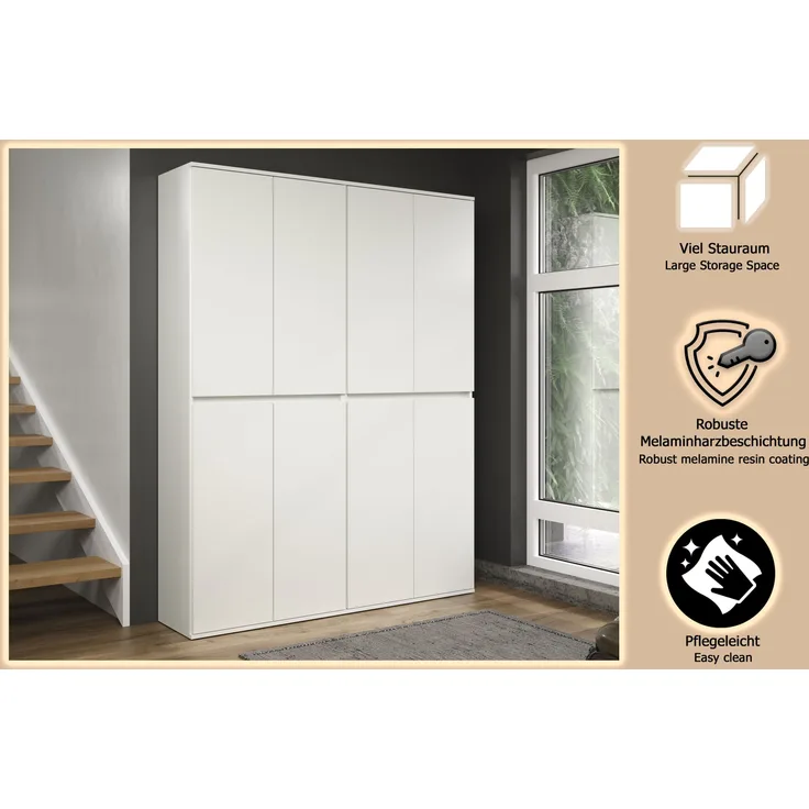 Garderobenschrank 'Nevada' Schuhschrank, weiß, 148 cm