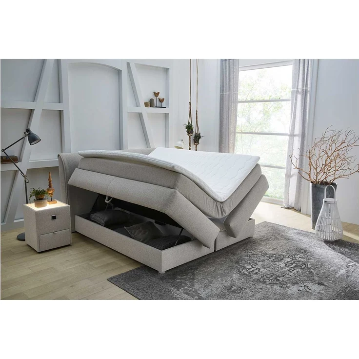 'Carla' Boxspringbett, Stoff beige, 180x200 cm – Bild 4