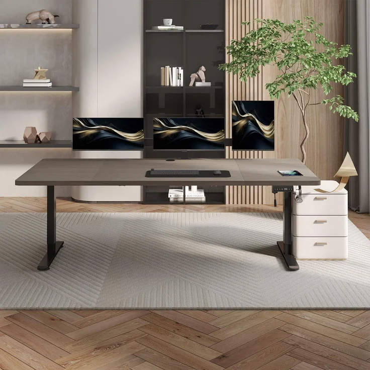 JUMMICO Schreibtisch höhenverstellbar mit 4 Memory-Funktionen, Nussbaum, 120x80 cm – Bild 2