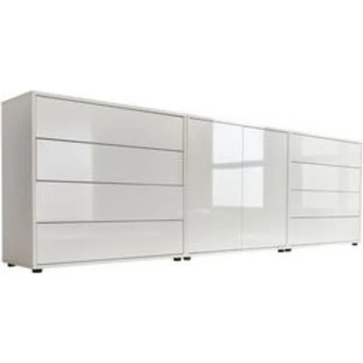 BMG Möbel Sideboard Mailand Set 4 (Kommode Anrichte Aktenschrank), mit weiß lackierten Hochglanzfronten – Bild 6