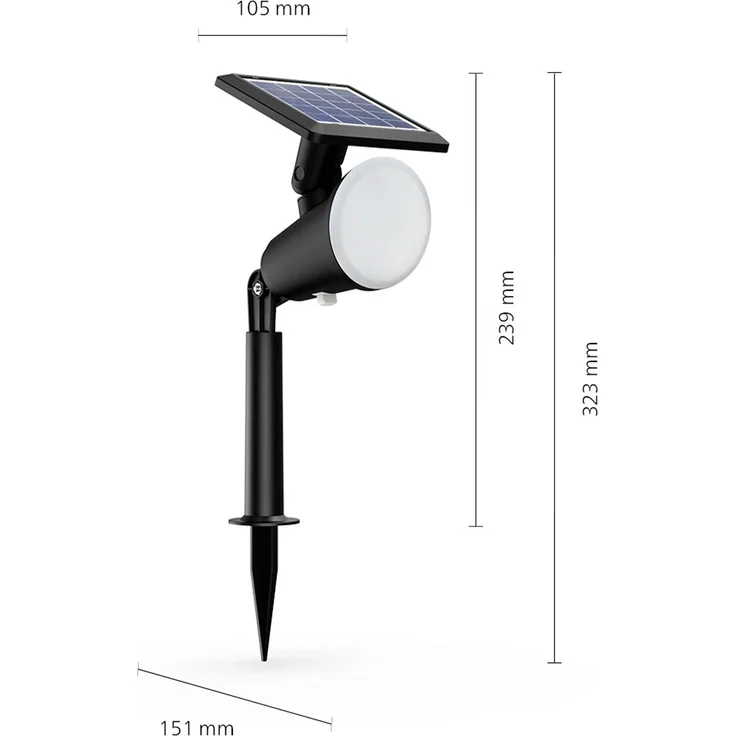 Philips LED Solar-Strahler Jivix schwarz 32,2 x 10,5 cm mit Erdspieß – Bild 4