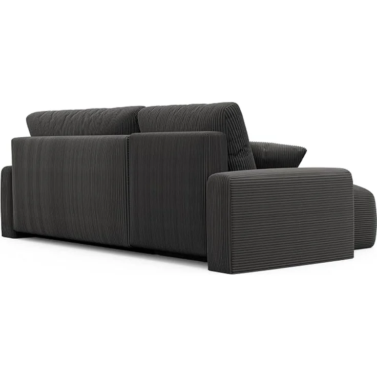 Ecksofa aus Cord mit Schlaffunktion (3-Sitzer, mit Stauraum) – Wohnzimmer-Ecksofa, Anthrazit-Schwarz – Bild 3