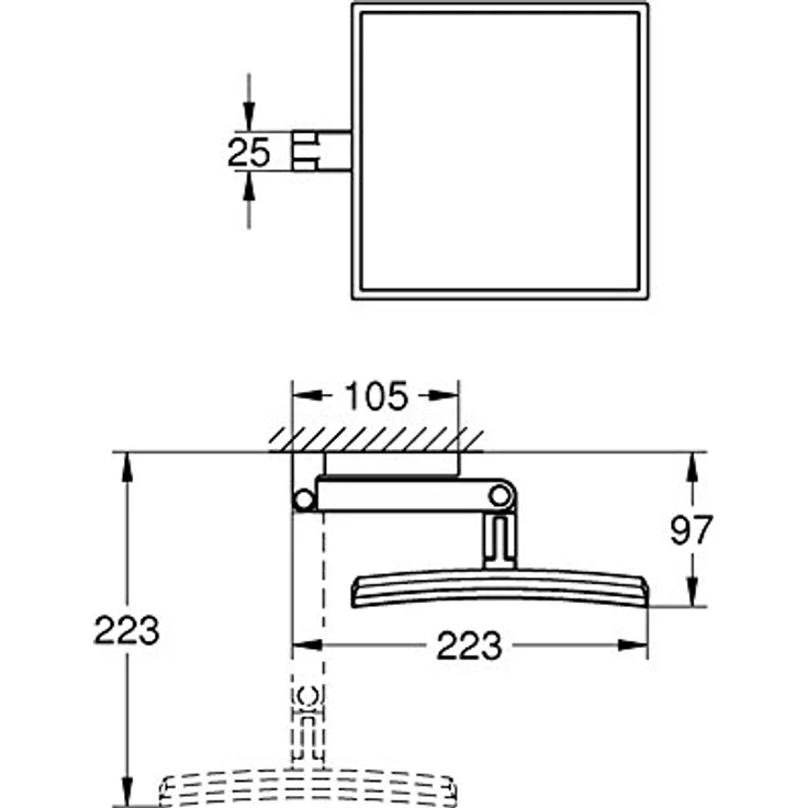 GROHE Selection Cube Kosmetikspiegel, Wandmontage, 3-fache Vergrößerung, chrom – Bild 2