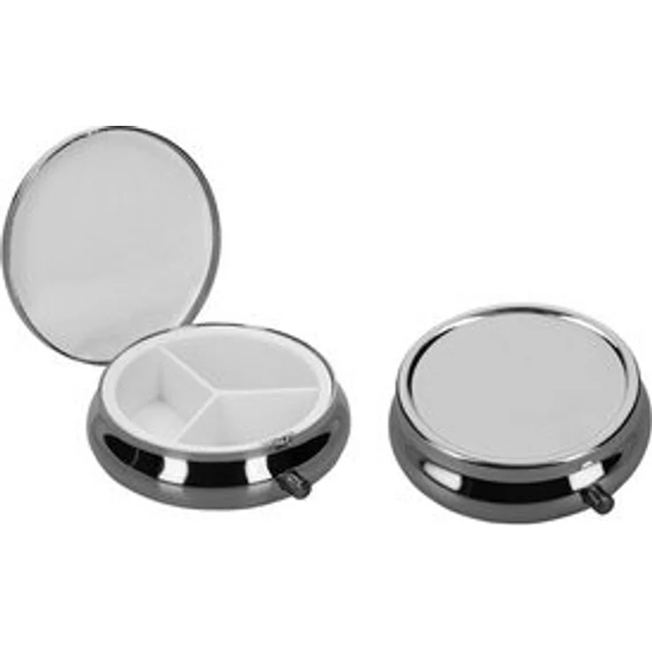 kwmobile Pillendose 2x Edelstahl Pillendose mit 3 Fächern (2 St), runde Tablettendose Box – Bild 6