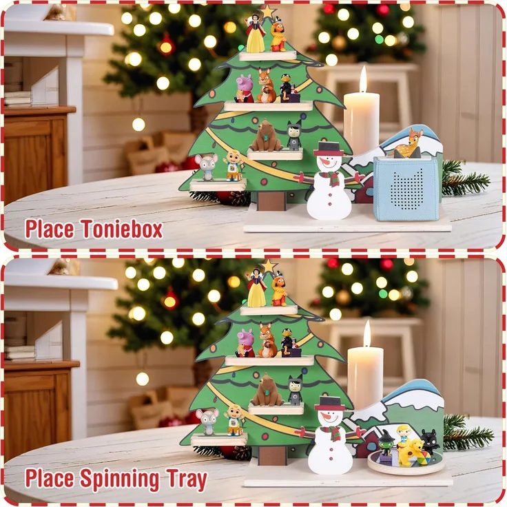 Todeco Tonie-Regal für Toniebox Hörfiguren, mit abnehmbarem Schleudertablett, Magnetische Aufbewahrung für 12-15 Tonie, Freistehende Regale, Kinderregal für Mädchen & Jungen, Weihnachtsdekoration – Bild 3