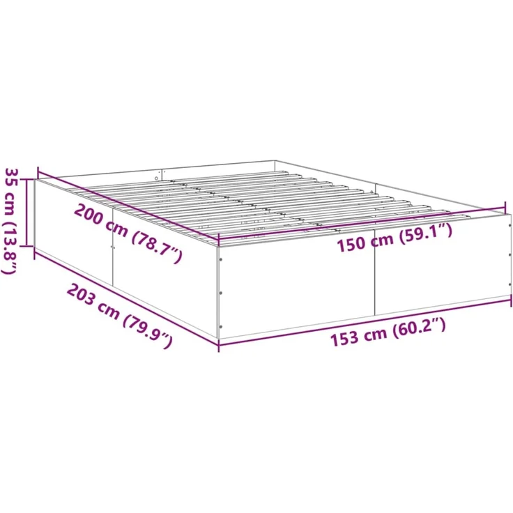 vidaXL Bettgestell Weiß 150x200 cm Holzwerkstoff 3281007 – Bild 10