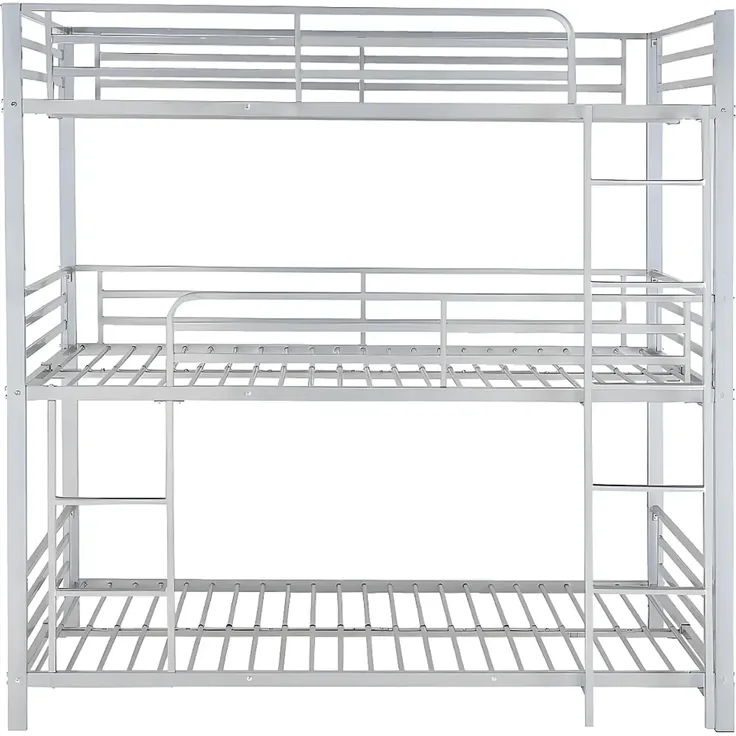 Vente-unique - ELOUAN Bett Metall Silberfarben - B 103 cm x H 205 cm x L 200 cm – Bild 2