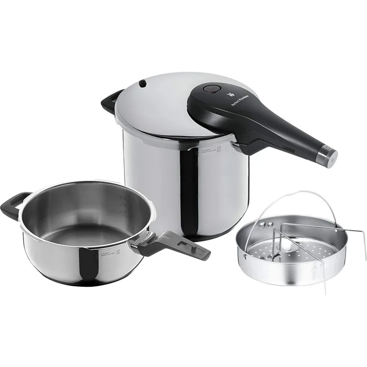 WMF Perfect Premium One Pot Schnellkochtopf-Set mit Dampfgareinsatz, 6,5 und 3,0 Liter 1511005793