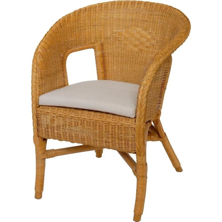 Krines Home Sessel Rattan Stapelsessel Bella Rattansessel Natur-Rattan Flechtsessel
