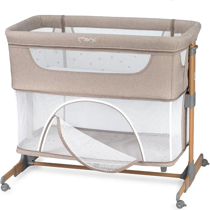 MoMi SMARTBED 4-in-1 Kinderbeistellbetten bis 15 kg, Beistellbett für Babys mit Matratze, Höhenverstellbar