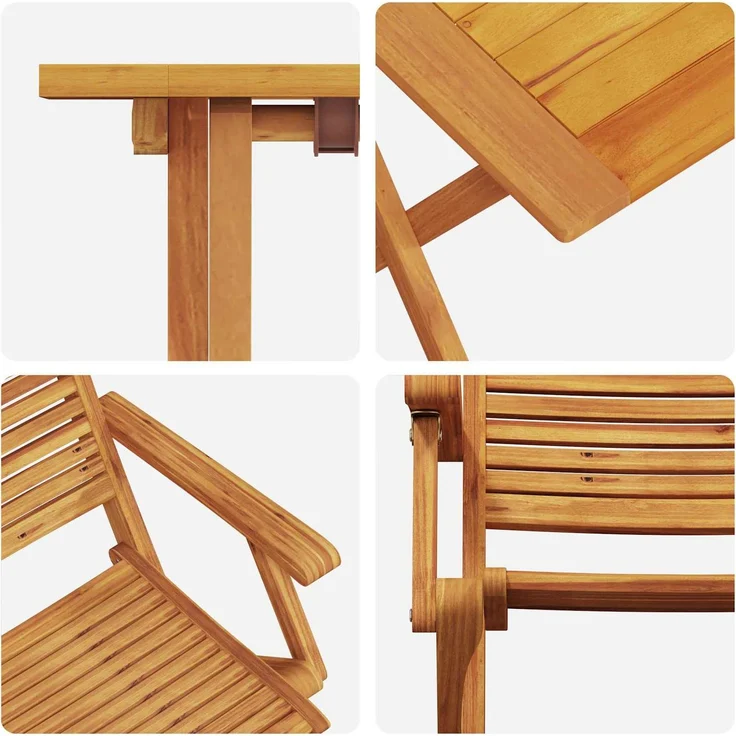 vidaXL Klapp Bistro Set 3 pcs Braun Massivholz Akazie 3375697 – Bild 7