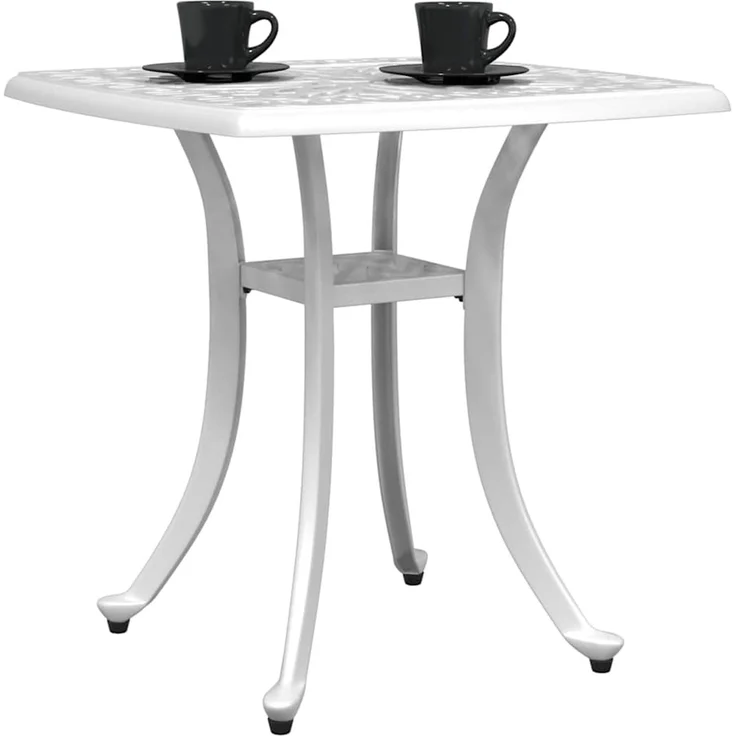 Gartentisch, Balkontisch, Beistelltisch Weiß 53x53x53 cm Aluminiumguss – Bild 4