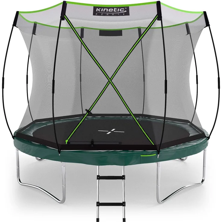 KINETIC SPORTS Trampolin Federlos-Design 'Bungee Safety Elite' - AirMAXX Sprungtuch-Technologie, Ultraleise, Outdoor Gartentrampolin für Kinder & Erwachsene, Ø 305 cm