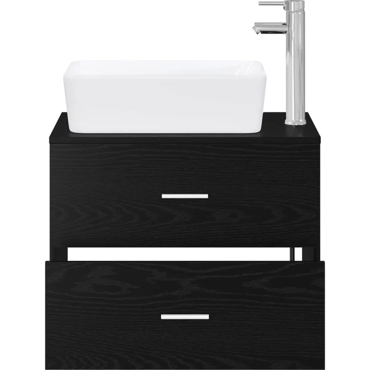 vidaXL Wandmontierter Waschbeckenunterschrank Schwarze Eiche 3404391 – Bild 3