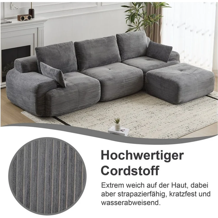 WHEELYOU Sofa Sofa 3-2-1 Sitzer mit Schlaffunktion – Wohnzimmersofa modern & bequem, Bequemes Sofa mit Bettfunktion – modern, kompakt und flexibel nutzbar – Bild 4