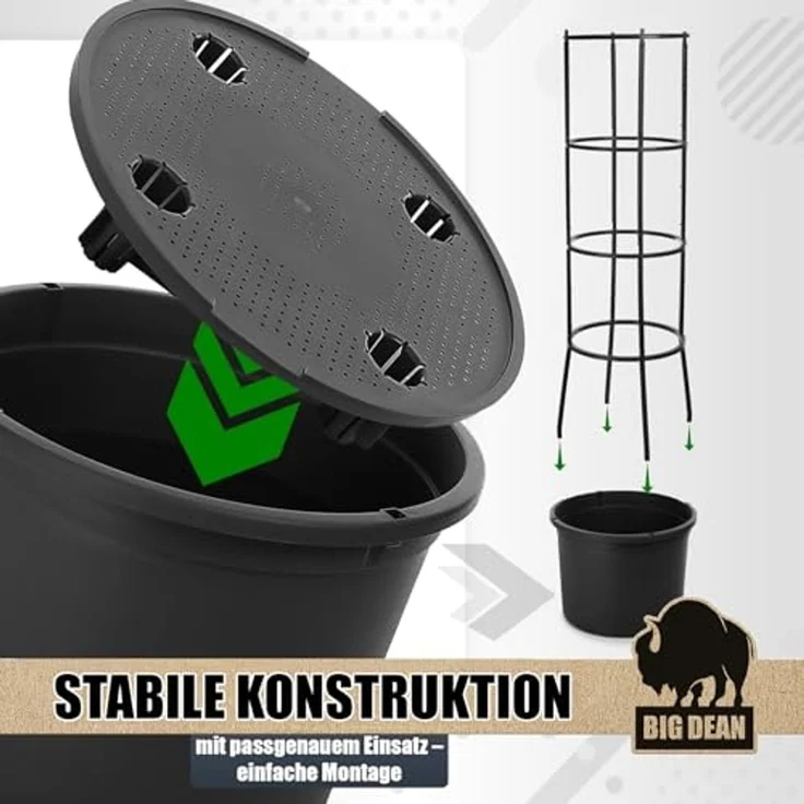 BigDean Pflanzkübel Tomatentopf mit Rankhilfe XL (Set, 2 St, Tomatentopf + Rankhilfe), Integrierter Wasserspeicher, Modulares Rankgitter, Wiederverwendbar – Bild 6