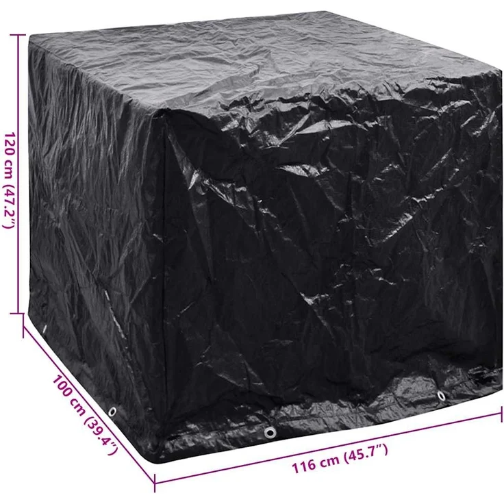 vidaXL Abdeckung mit 8 Ösen für IBC-Tank, Polyethylen schwarz, 100 x 116 x 120 cm – Bild 6