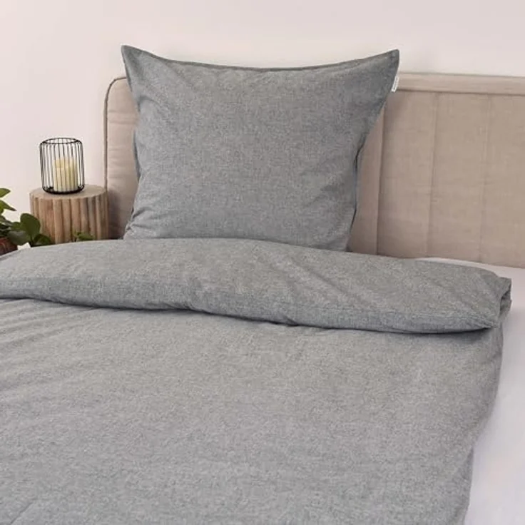 TOM TAILOR HOME Bettwäsche WOVEN MELANGE in Gr. 135x200 cm oder 155x220 cm, Flanell, 2 teilig, new bedroom, Doppelnaht am Kissen, gewebtes Label – Bild 3