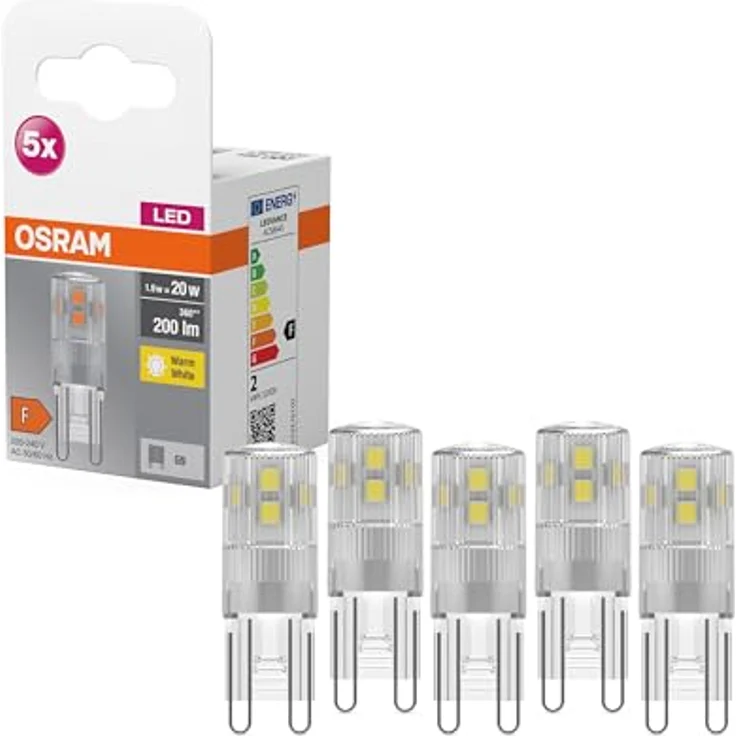OSRAM Base PIN LED-Stiftsockel G9, 1,9W, 2.700K, 5er Pack – Bild 1