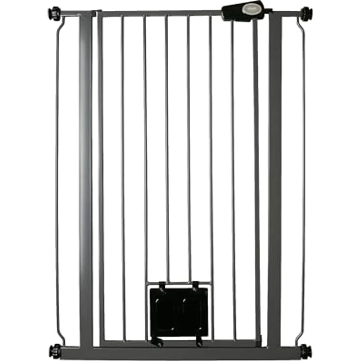 Bettacare Haustiergitter mit Verriegelbarer Katzenklappe, 75cm - 84cm, Schiefergrau, 104cm in der Höhe, Extra Hohes Haustier Sicherheitsgitter mit Katzenklappe, Einfache Installation – Bild 2