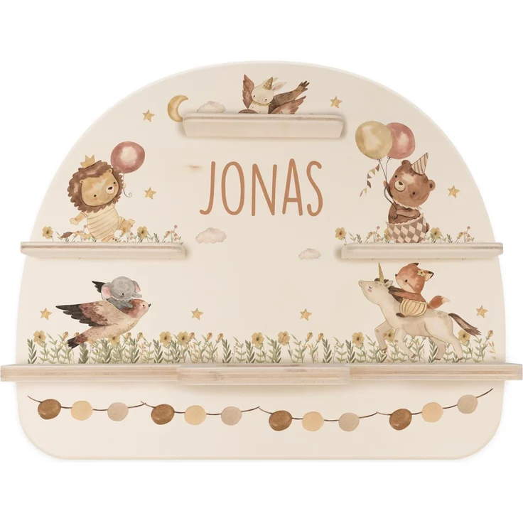 Kidsmood - Tonie Regal personalisiert mit Namen – Wandregal für Toniebox 2 & Figuren | Abgerundete Ecken & Kanten Inkl. Metallplättchen für Tonie Hörfiguren | Kinderzimmer Regal für Mädchen & Jungen