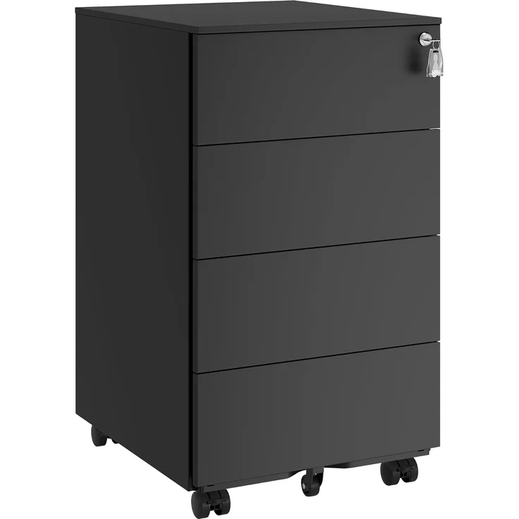 Songmics Rollcontainer abschließbar mit 4 Schubladen, Stahl tintenschwarz, 45,1 x 39 x 69,3 cm – Bild 1