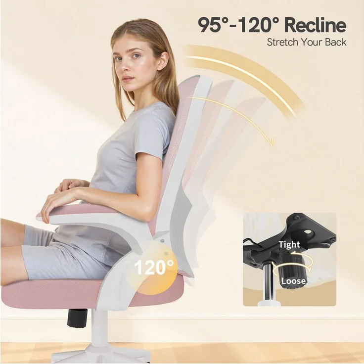 ZAISZE Bürostuhl Ergonomischer Bürostuhl mit 90° Armlehnen & Atmungsaktiver Netzbezug (Set), 7 cm dickes, hochdichtes Schwammkissen – Bild 3
