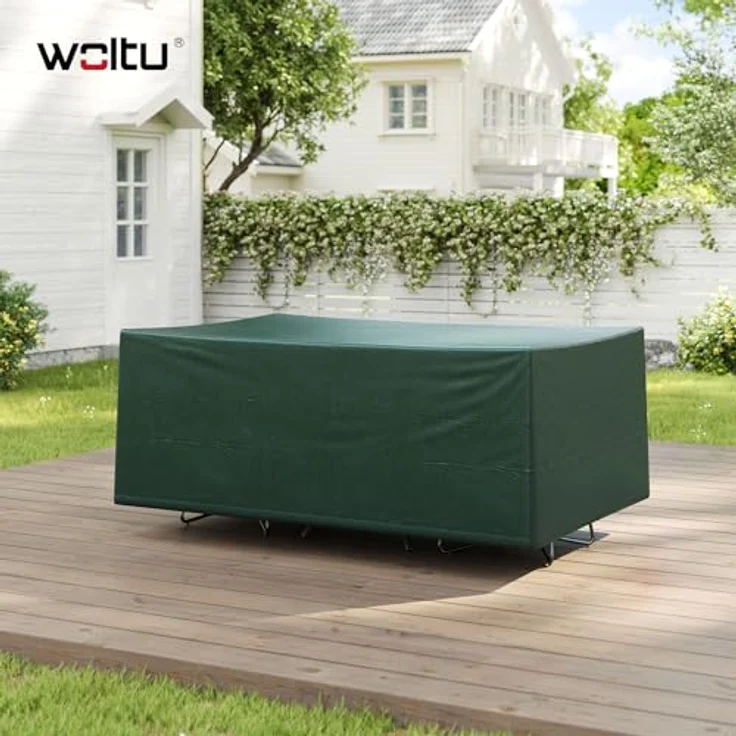 WOLTU Garten Schutzhülle Gewebeplane abdeckplane gartenmöbel für gartentisch Abdeckhaube PE 180 x 120 x 70 cm Grün GZ1229gn – Bild 3