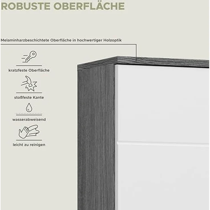 Midischrank Blake - Rauchsilber / Weiß Hochglanz – Bild 6