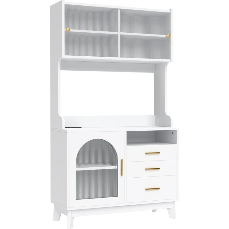 Buffetschrank 100,5 x 40 x 178 cm aus Particle Board mit Acrylglasfront und Steckdosen – Bild 7