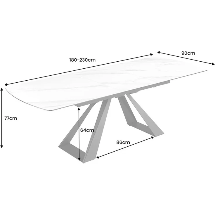 riess-ambiente Esstisch CONCORD 180–230cm weiß Keramik – ausziehbar, schwarzes Gestell (Einzelartikel, 1-St), verlängerbarer Tisch, modernes Design, Platz für bis zu 10 Personen – Bild 3