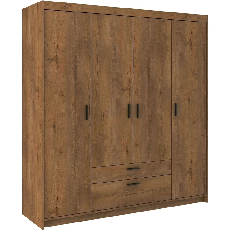 Elena 4-türig Kleiderschrank Drehtürenschrank Wäscheschrank Schrank Eiche Lefkas – Bild 5