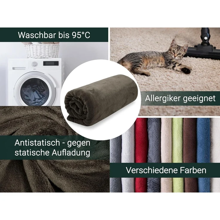 ZOLLNER Kuscheldecke, 150x200 cm, mocca – Bild 4