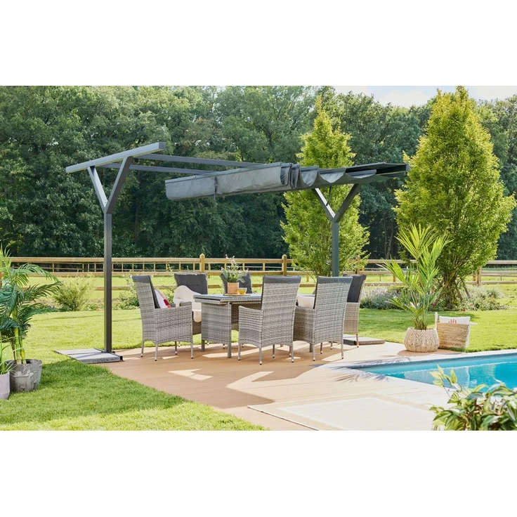 Primaster Raffpavillon Easy 3x3,6m Pavillon anthrazit Sonnenschutz Gartenzelt – Bild 6