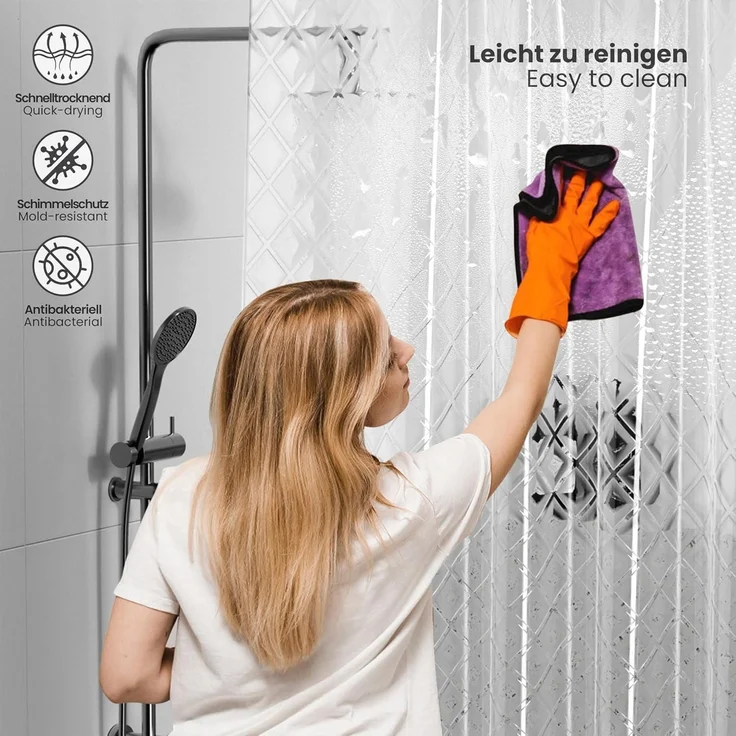 Duschvorhang 3D Rhombus Transparent 100% Eva 180x200cm Wasserdicht Anti Schimmel – Bild 5