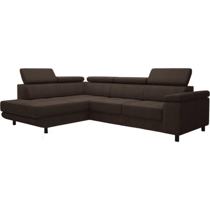 thematys Ecksofa LUNA L 250 x 183 cm, mit Schlaffunktion, mit Bettkasten, mit verstellbaren Kopfstützen, Braun (Poso 06), Ausrichtung Links – Bild 2