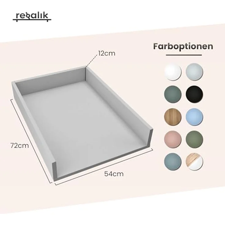 REGALIK Wickelaufsatz für Kommode 72x50 cm - Abnehmbar Wickeltischaufsatz für Kommode in Graphit - Abgeschlossen mit ABS Material 1mm – Bild 3